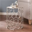 SEI Furniture Clarissa Metal Accent End Table in Antique Silver