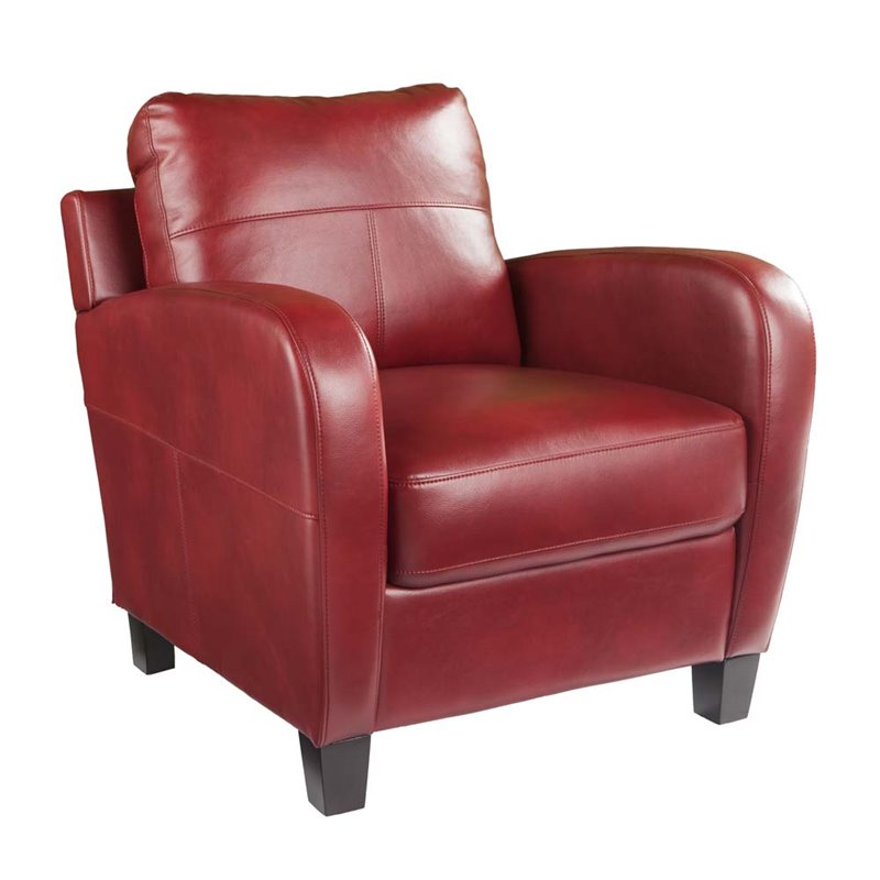 Southern Enterprises Bolivar Faux Leather Lounge Chair in Red - UP9603