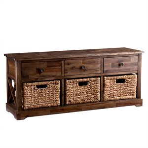 sei furniture jayton storage bench in antique brown