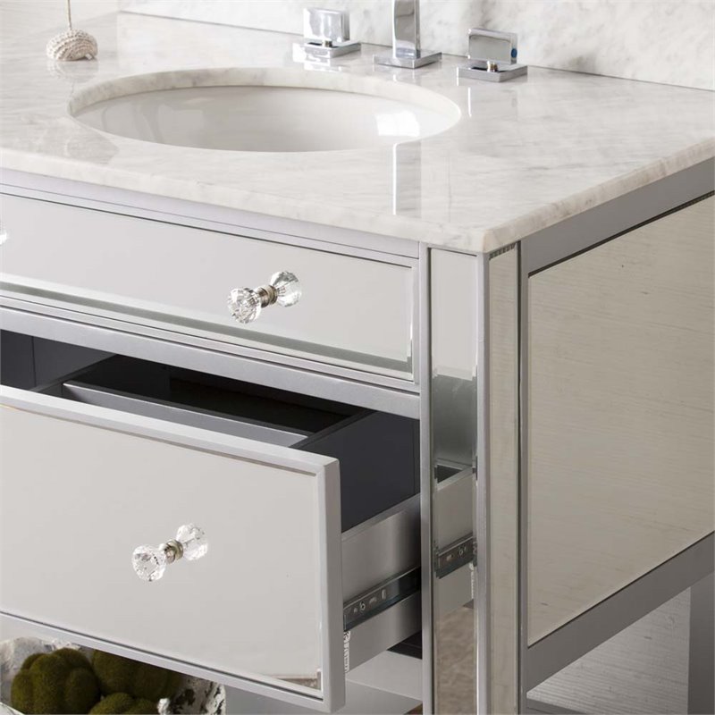 Southern Enterprises Mirage Mirrored Single Marble Top Bathroom Southern Enterprises Mirage Mirrored Single Marble Top Bathroom Vanity
