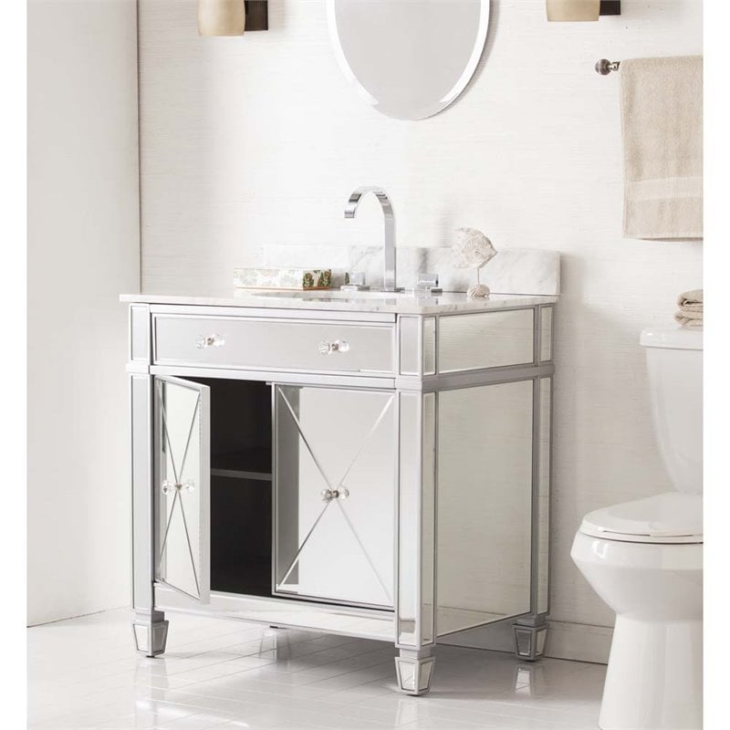 Southern Enterprises Mirage 2 Door Mirrored Single Bathroom Vanity