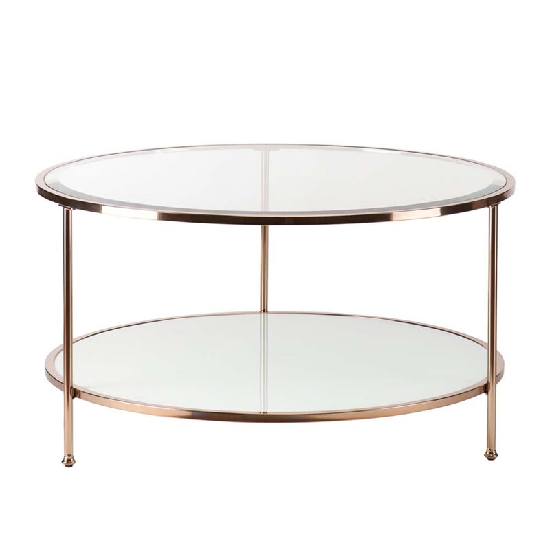 Southern Enterprises Risa Round Glass Top Coffee Table in ...