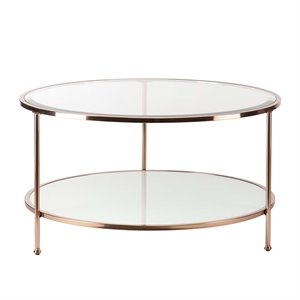 SEI Furniture Risa Round Glass Top Coffee Table in Gold