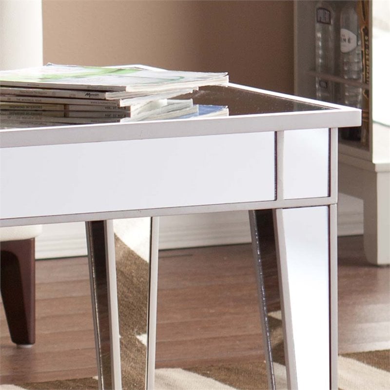 SEI Furniture Mirage Mirrored Coffee Table in Distressed Silver