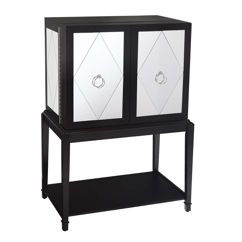 Southern Enterprises Starlynn Mirrored Bar in Matte Black HZ0304