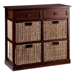 SEI Furniture Kenton 4 Basket Storage Unit in Mahogany