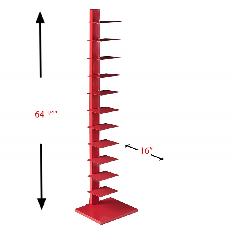 SEI Furniture Spine Tower Shelf in Valiant Poppy