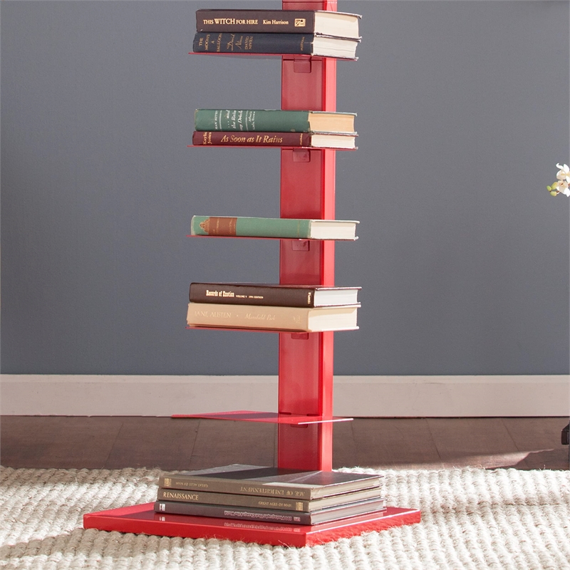 SEI Furniture Spine Tower Shelf in Valiant Poppy