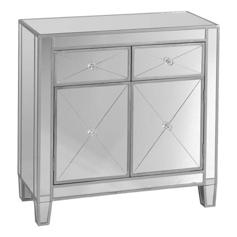 SEI Furniture Mirage Reflective Cabinet in Mirrored with SIlver