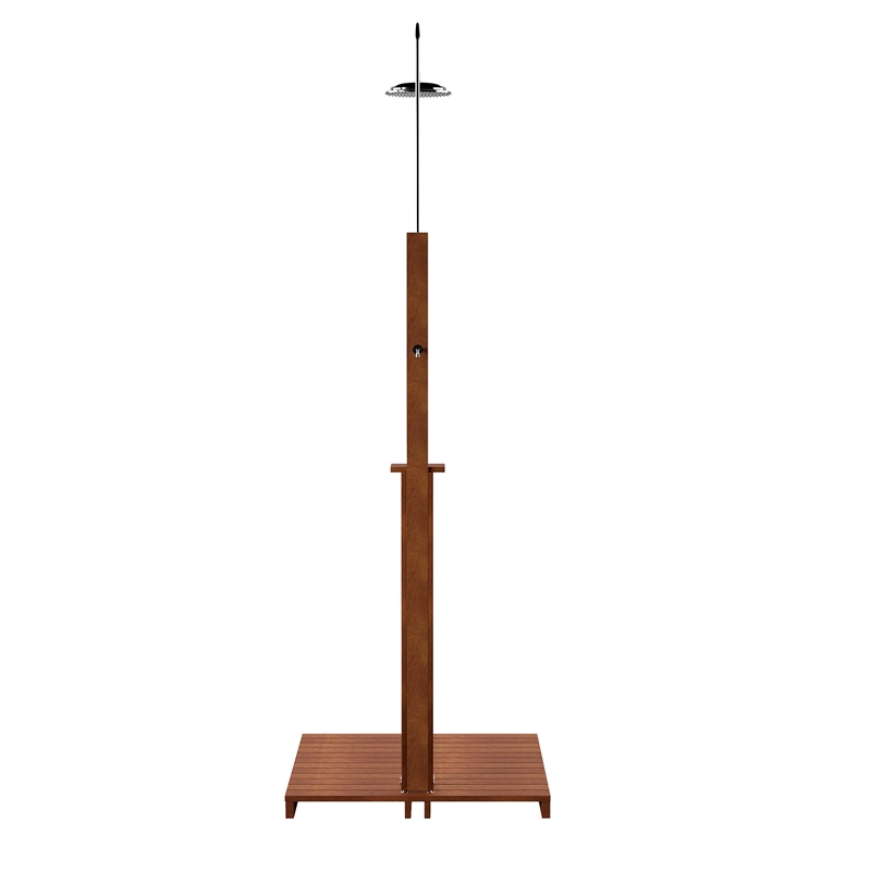 SEI Furniture Outdoor Shower with Rain-Style Shower Head in Oiled Eucalyptus