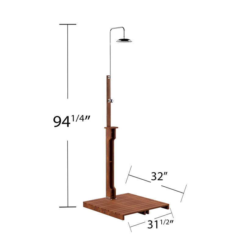 SEI Furniture Outdoor Shower with Rain-Style Shower Head in Oiled Eucalyptus