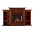 SEI Furniture Fredricksburg Wood Electric Fireplace with Bookcases in Brown