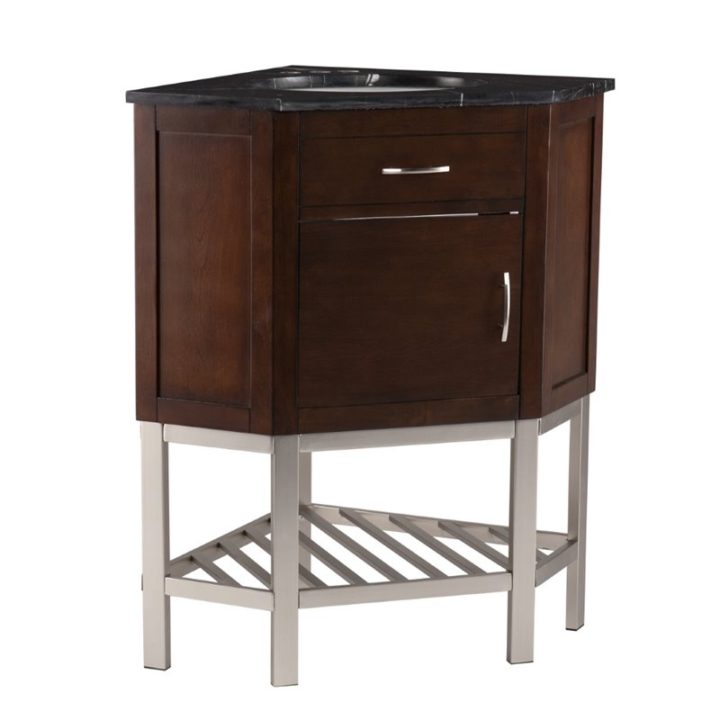 Southern Enterprises Karstark Corner Marble Top Bathroom Vanity