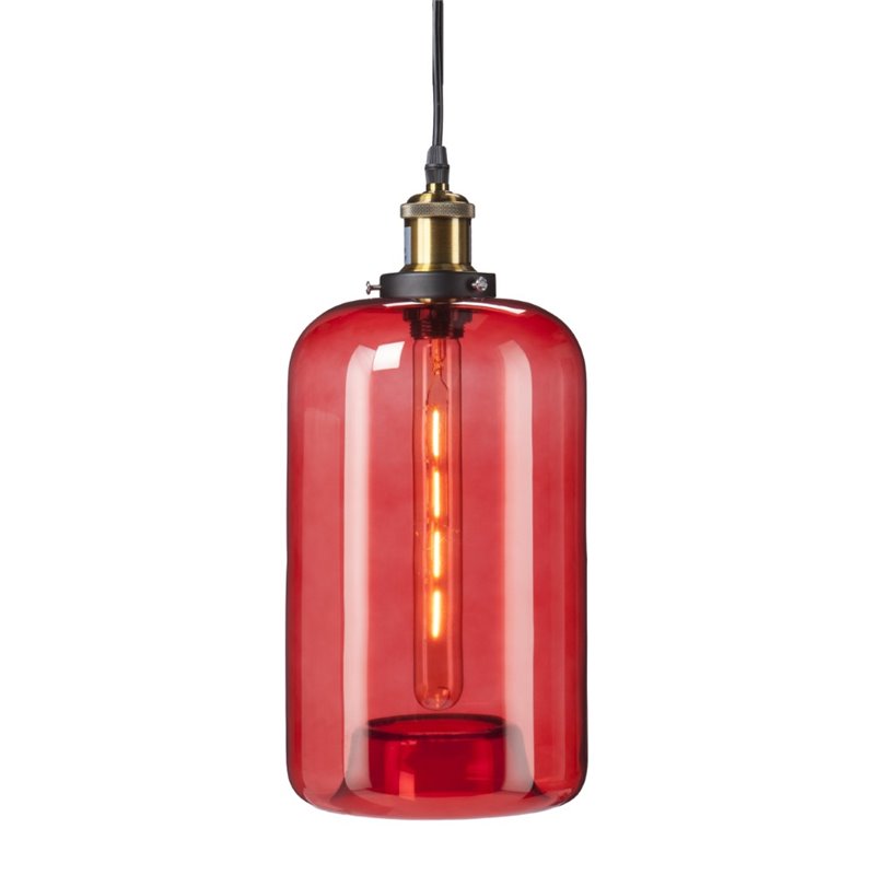 Southern Enterprises Cine Colored Gl Mini Pendant Lamp In Red Southern Enterprises Cine Colored Gl Mini Pendant Lamp In Red