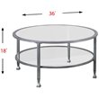 SEI Furniture Jaymes Round Glass Top Coffee Table in Silver