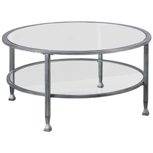 Southern Enterprises Jaymes Round Glass Top Coffee Table