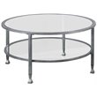 SEI Furniture Jaymes Round Glass Top Coffee Table in Silver