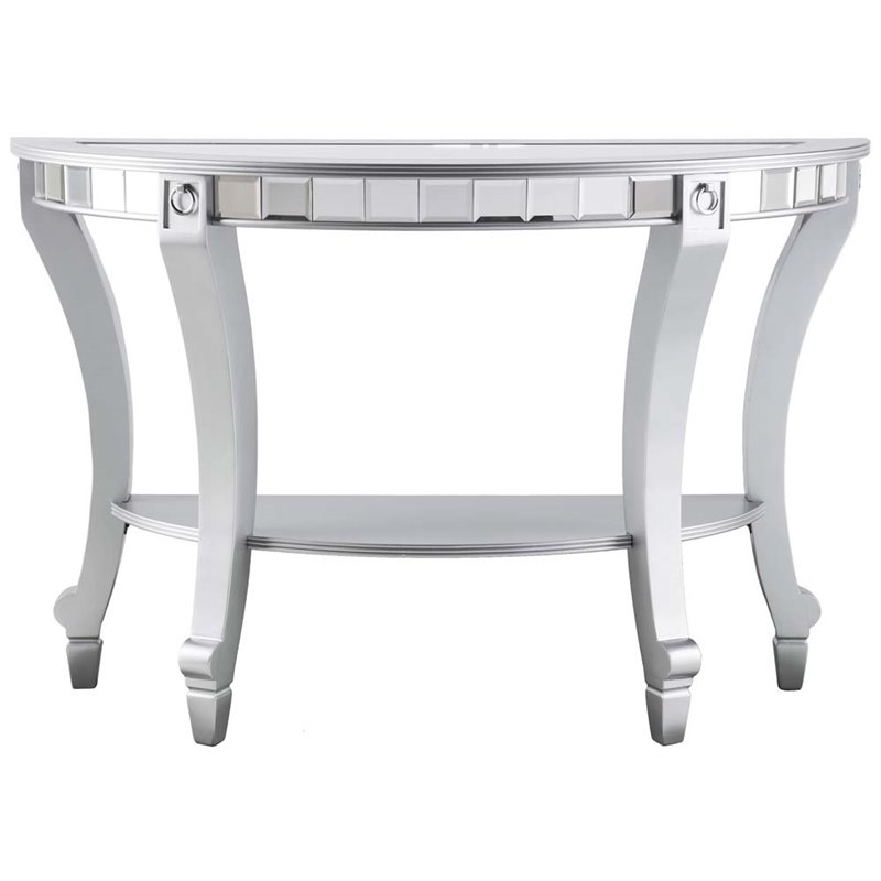 SEI Furniture Lindsay Glam Demilune Mirrored Console Table