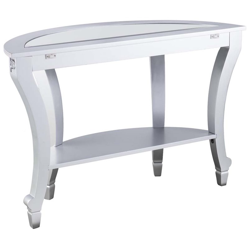 SEI Furniture Lindsay Glam Demilune Mirrored Console Table