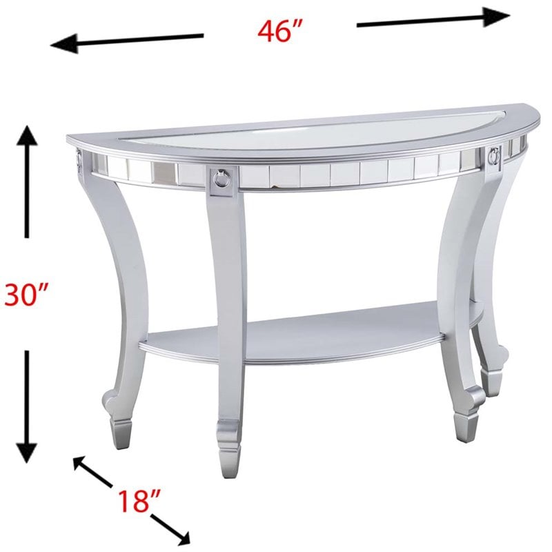 SEI Furniture Lindsay Glam Demilune Mirrored Console Table