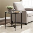 SEI Furniture Quinton Oval Iron Metal & Glass Side Table in Painted Black
