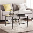 SEI Furniture Jaymes Round Glass Top Coffee Table in Black