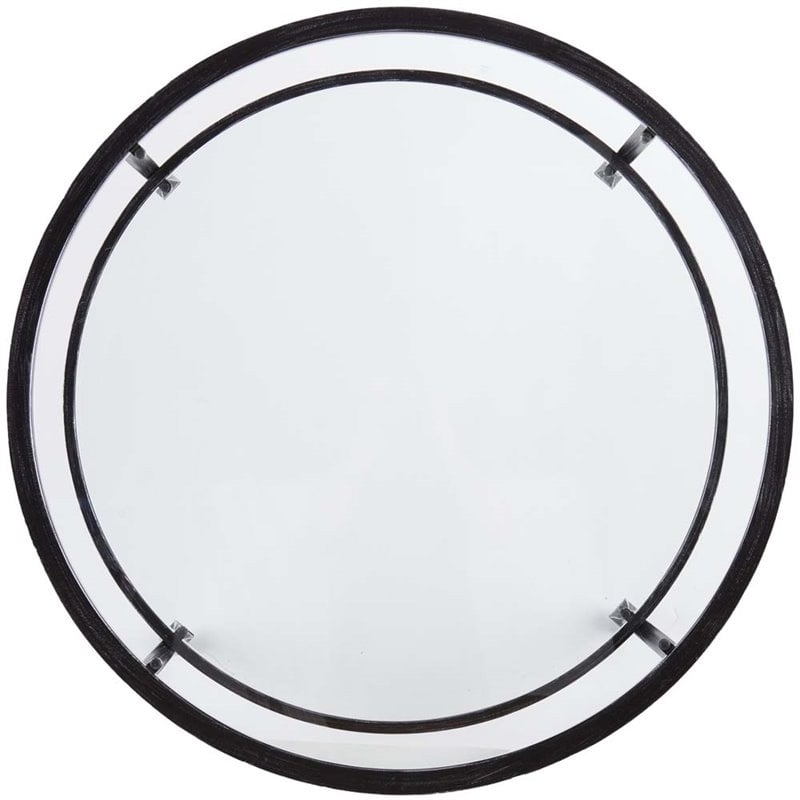 SEI Furniture Jaymes Round Glass Top Coffee Table in Black