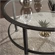SEI Furniture Jaymes Round Glass Top Coffee Table in Black