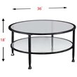 SEI Furniture Jaymes Round Glass Top Coffee Table in Black