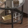 SEI Furniture Jaymes Round Glass Top Metal End Table in Black