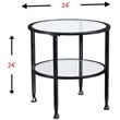 SEI Furniture Jaymes Round Glass Top Metal End Table in Black