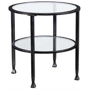 sei furniture jaymes round glass top metal end table
