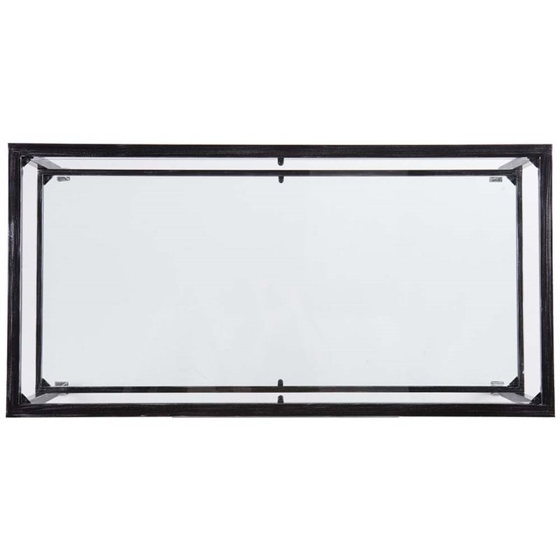 SEI Furniture Jaymes Glass Top Metal Coffee Table in Black
