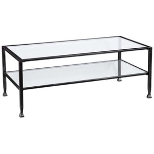 SEI Furniture Jaymes Glass Top Metal Coffee Table in Black