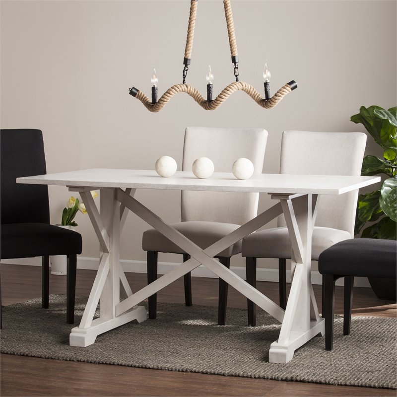 SEI Furniture Cardwell Farmhouse Dining Table in White