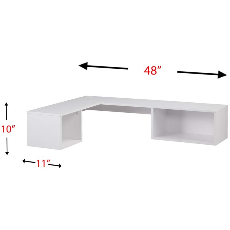 SEI Furniture Fynn Wall Mount Corner Floating Desk in White