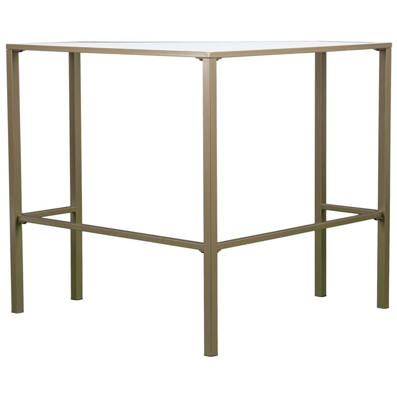 Southern Enterprises Keaton Glass Top Metal Corner Desk In Matte Khaki