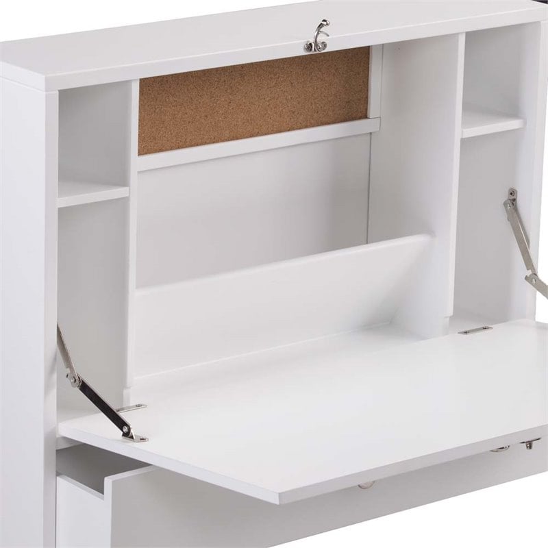 SEI Furniture Wall Mount Folding Floating Desk in White