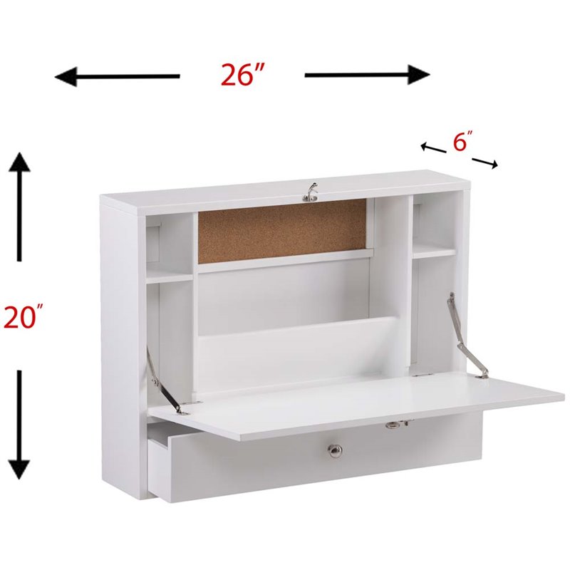 SEI Furniture Wall Mount Folding Floating Desk in White