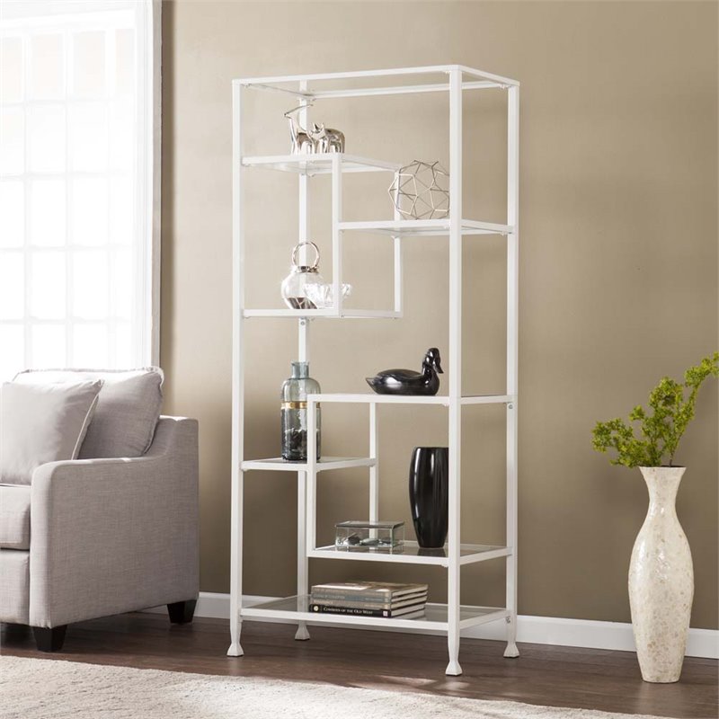 Southern Enterprises Jaymes Metal And Glass Etagere In White Hz4774