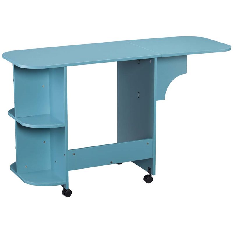 SEI Furniture Mobile Sewing and Craft Table in Turquoise