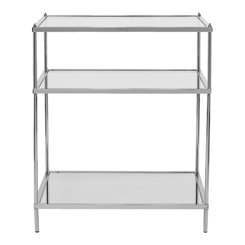 SEI Furniture Knox Iron Metal & Glass Mirrored Side Table in Chrome