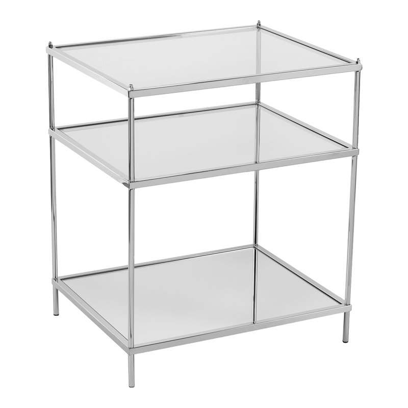 SEI Furniture Knox Iron Metal & Glass Mirrored Side Table in Chrome
