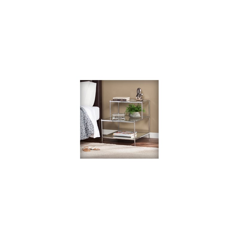 Southern Enterprises Knox Mirrored Metal Accent Table in Chrome