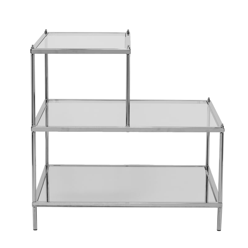 Southern Enterprises Knox Mirrored Metal Accent Table in Chrome