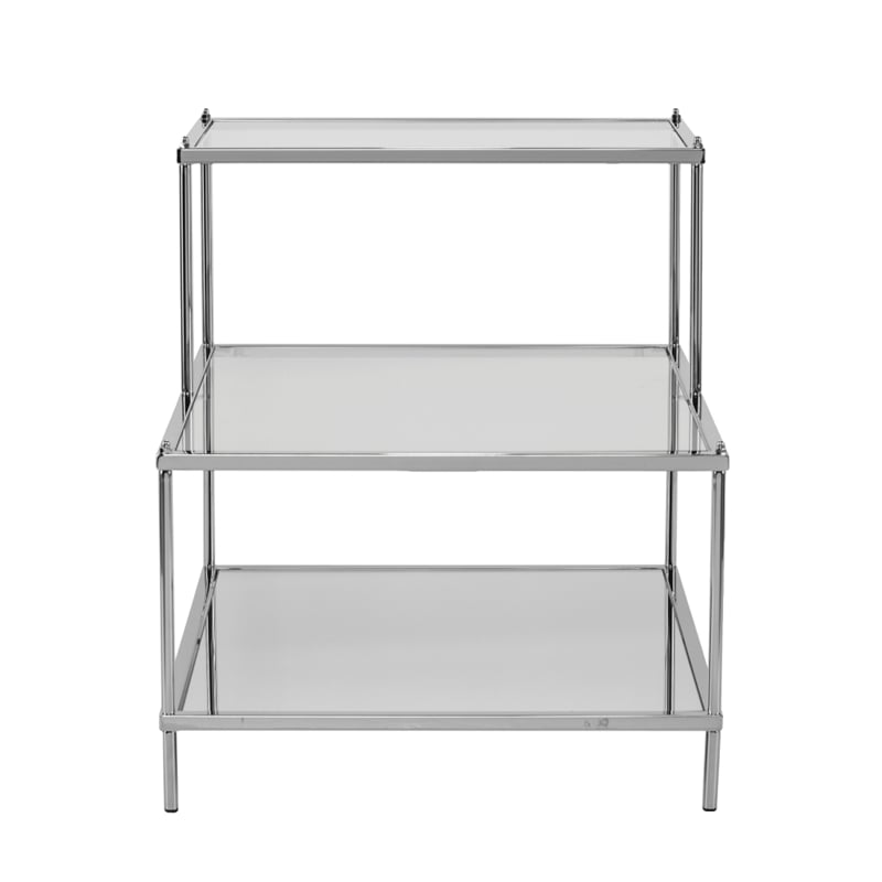 Southern Enterprises Knox Mirrored Metal Accent Table in Chrome
