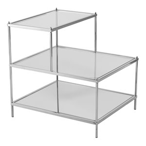 Southern Enterprises Knox Mirrored Metal Accent Table in Chrome