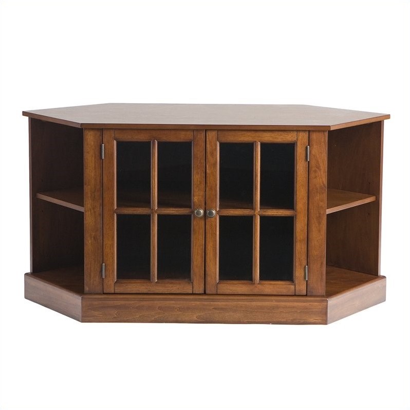 Southern Enterprises Parkridge Corner Media Stand in Walnut MS9872
