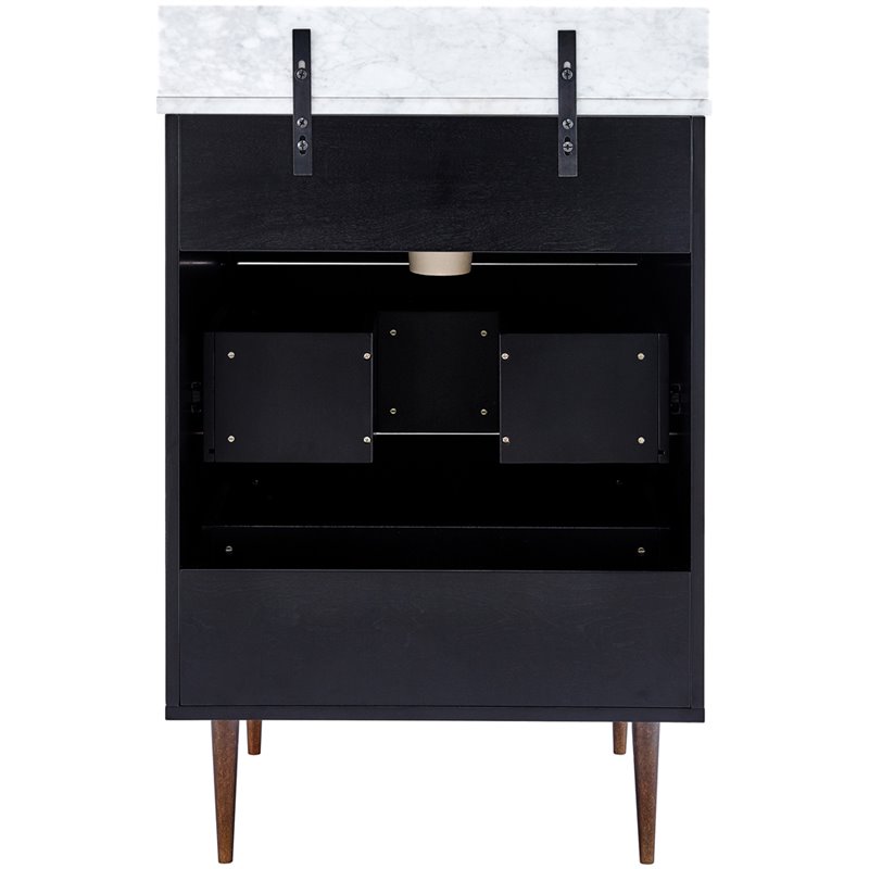SEI Furniture Yatesling 2 Drawer Marble Top Bathroom Vanity in Black