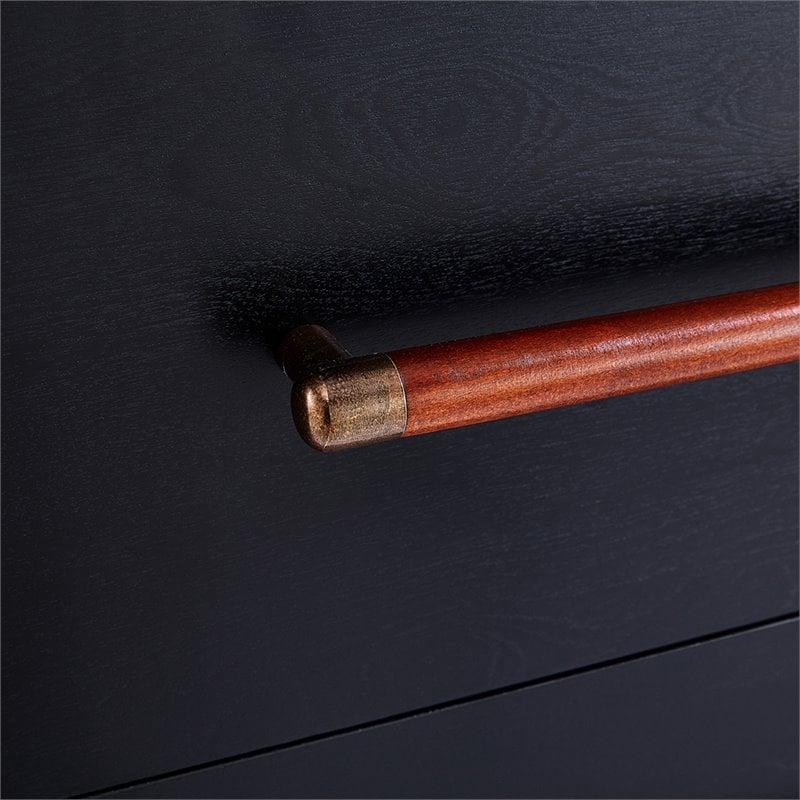 SEI Furniture Yatesling 2 Drawer Marble Top Bathroom Vanity in Black